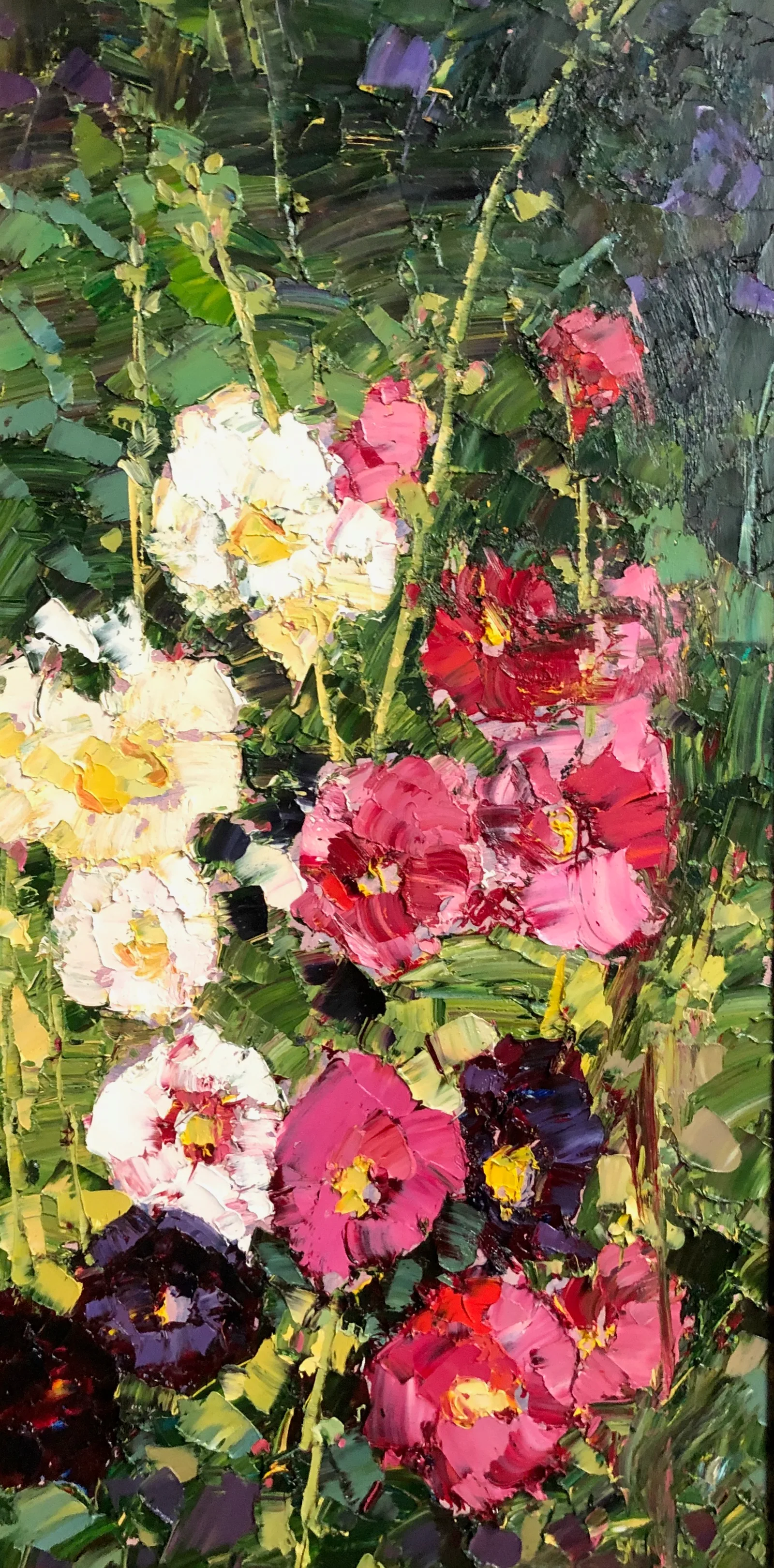 Holly Hocks — impressionist oil painting by Garth Williams