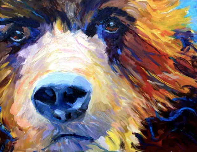 Wise Bear — impressionist oil painting by Garth Williams
